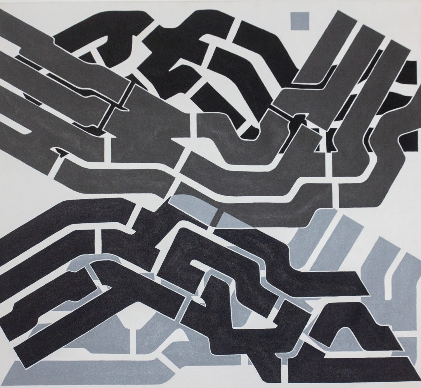 Arturo Wong. S/t, 2919, de la serie Habana Bauhaus. Acrílico sobre lienzo, 70 x 63.5 cm.

