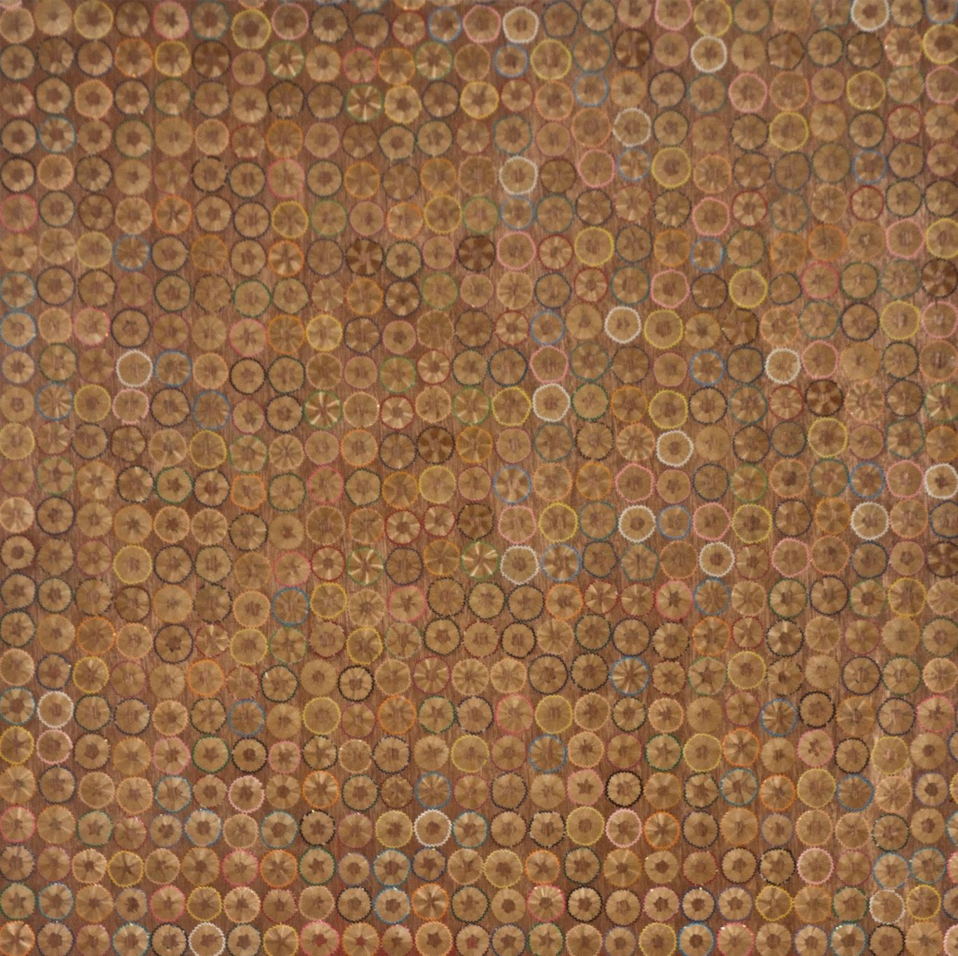 Diana Fonseca. S/t, 2013, de la serie “Terapia en un campo de girasoles”. Madera de lápiz pegada con aglutinante sobre soporte de madera, 120 x 80 cm.
