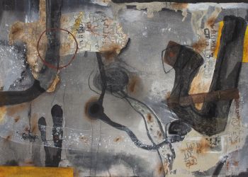 Rigoberto Mena. “9th AVE at 54 st”, 2017; de la serie “Calles de Nueva York”. Técnica mixta sobre lienzo, 170 x 250 cm.