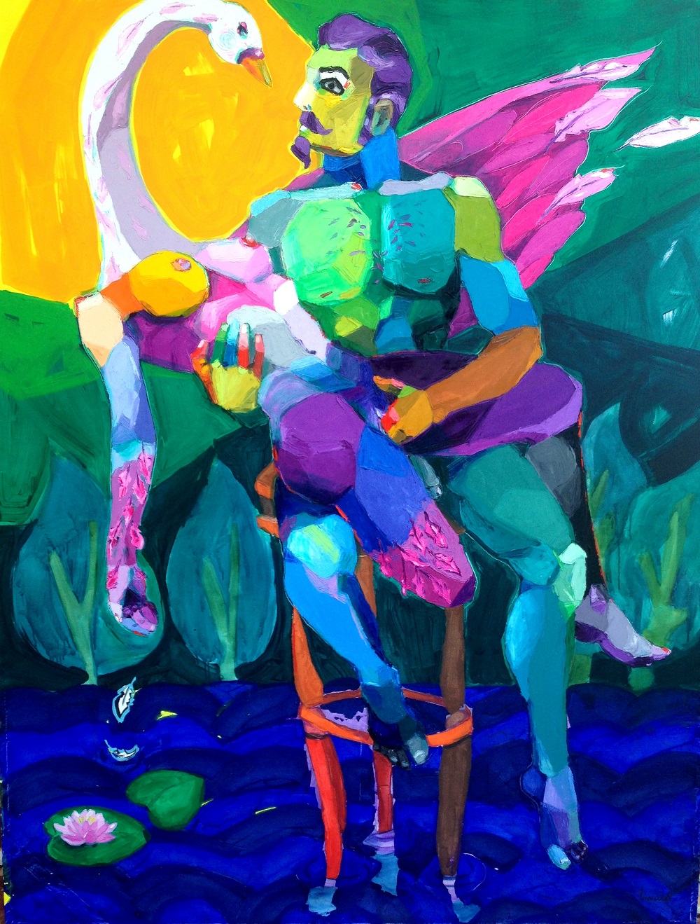 “El cisne”, 2015. Acrílico/lienzo, 260 x 200 cm.
