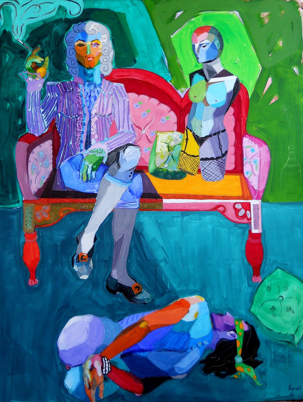 “Las amantes del conde”, 2014. Acrílico/lienzo, 210 x 280 cm.