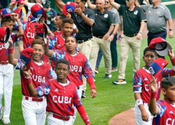 El equipo de Bayamo, representante de Cuba en la Serie Mundial de las Pequeñas Ligas 2023, celebrada en Williamsport, Pensilvania. Foto: Radio Bayamo.