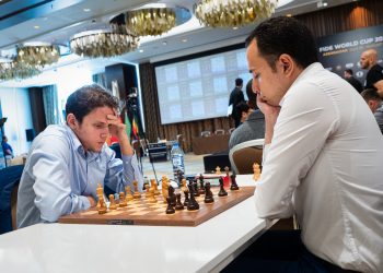 Albornoz y Bassem Amin en la Copa del Mundo. Foto: Maria Emelianova /FIDE.