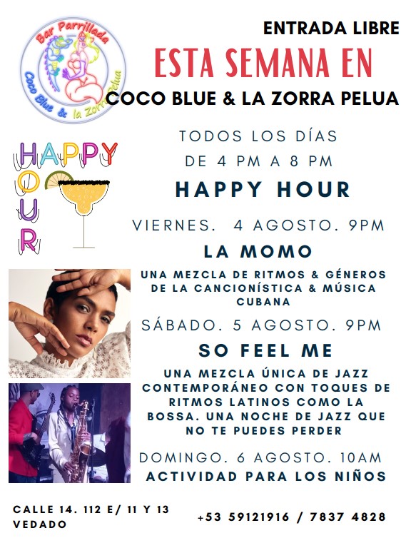 programación Coco Blue & La Zorra Pelua semana agosto 1