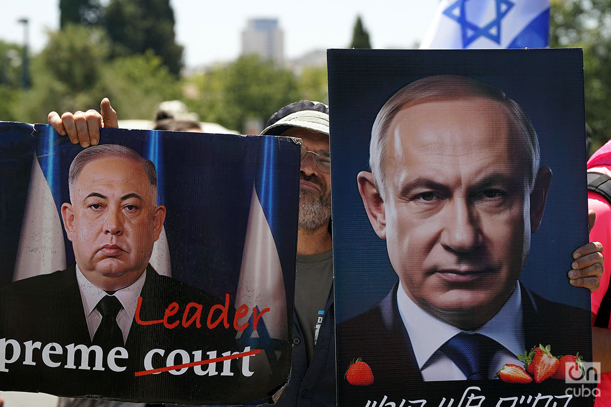 Netanyahu fundido con icónicas imágenes de Kim Jong-un y Vladímir Putin. Foto: Alejandro Ernesto.