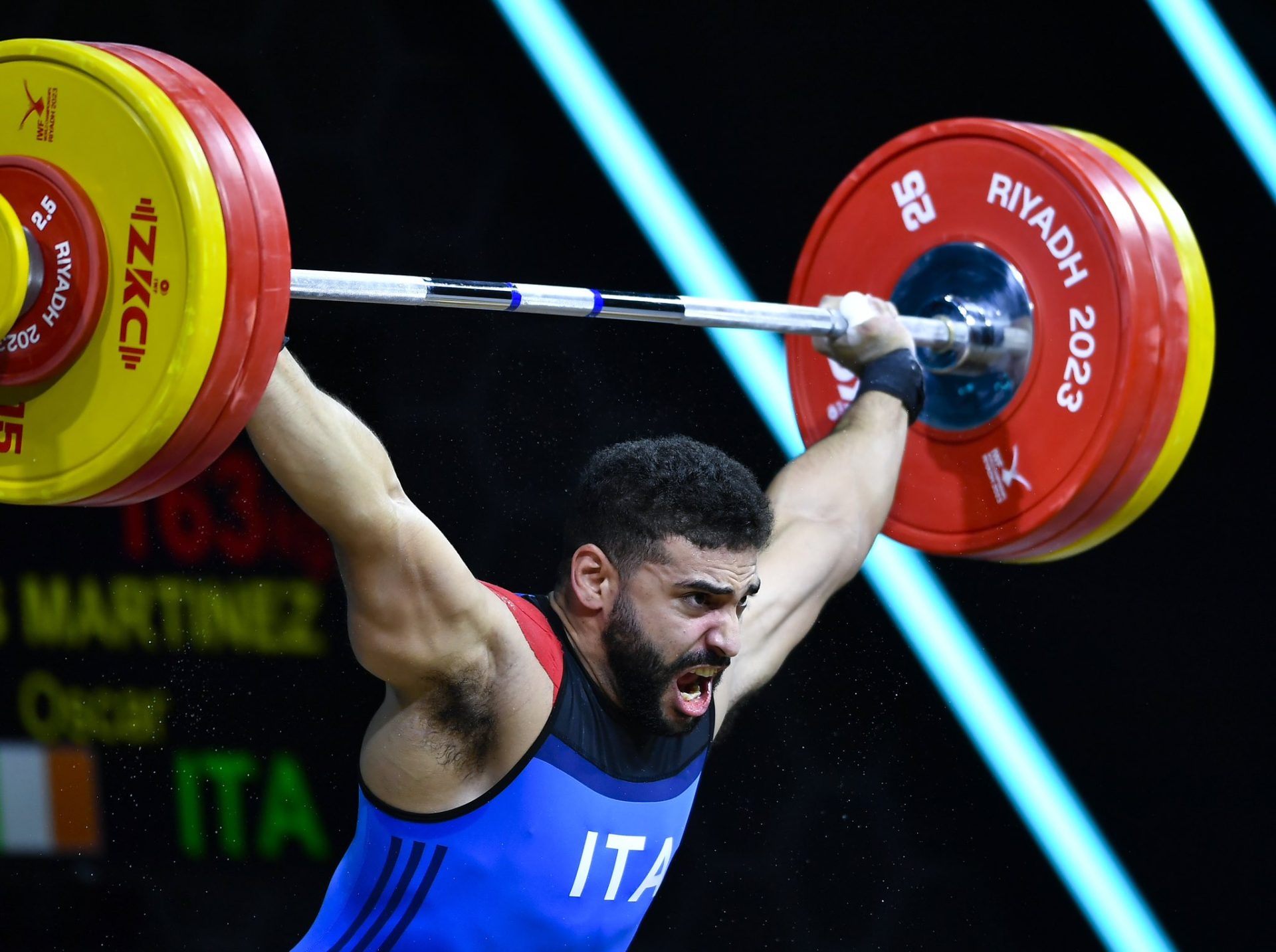 The Cuban-Italian Oscar Reyes was one of the revelations of the World Weightlifting Championship in Riyadh. Photo: @Weightliftingsa