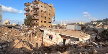 Destrucción causada en la ciudad de Derna, en Libia, como consecuencia del ciclón Daniel. Foto: Stringer / EFE.