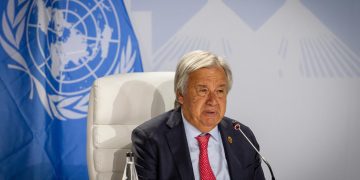 Secretario General de la ONU, Antonio Guterres en la 15 Cumbre de los BRICS, en Johannesburgo, Sudáfrica, el 24 de agosto de 2023. Foto: EFE/EPA/Yeshiel Panchia.