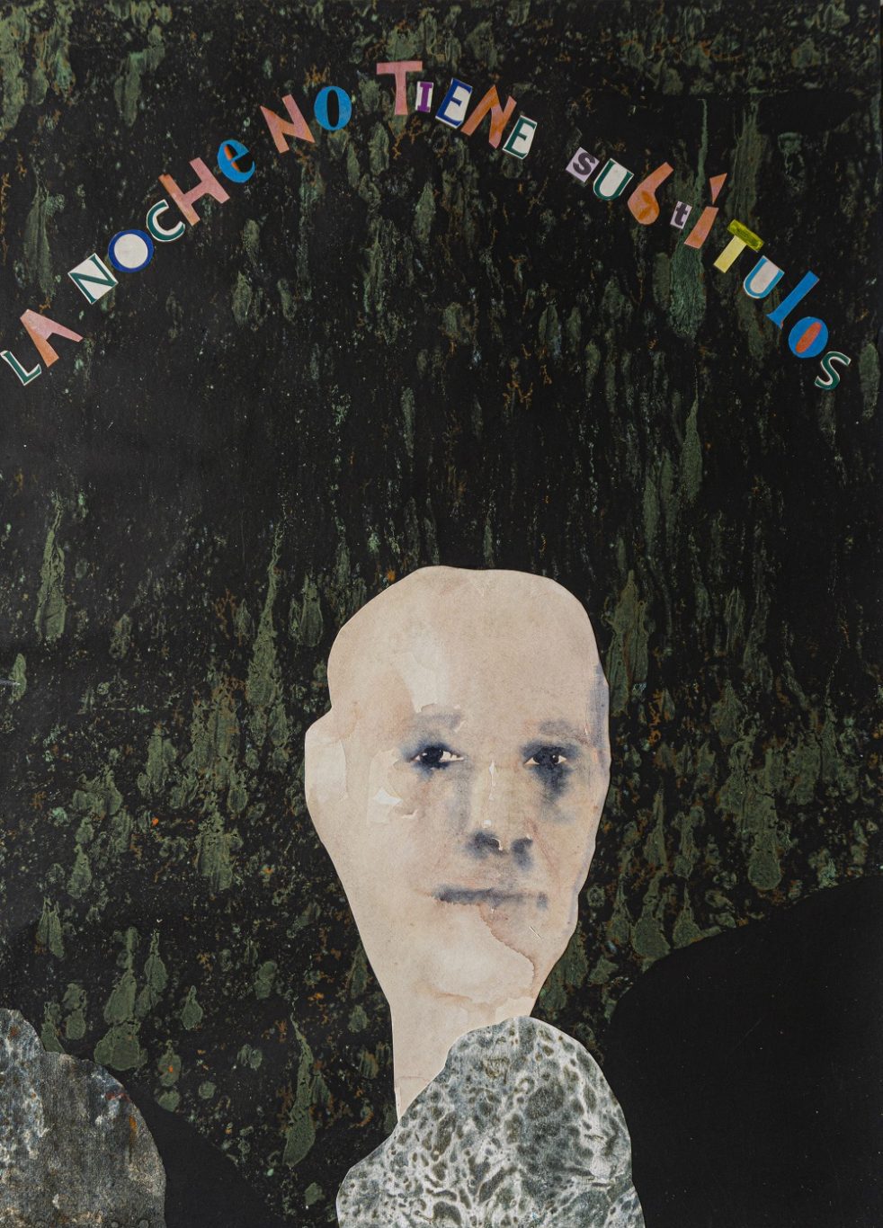 Omar Pérez y Niurka Moreno. S/T, 2021. De la serie “Selfie en el platanal”, Marbling de fondo, dibujo en acuarela y collage, 67.5 x 49.5 cm.
