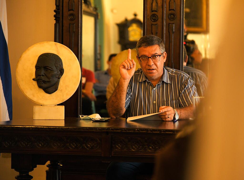 Conferencia sobre Antonio Maceo en la Casa Eusebio Leal, diciembre de 2020. Foto: Néstor Martí. 
