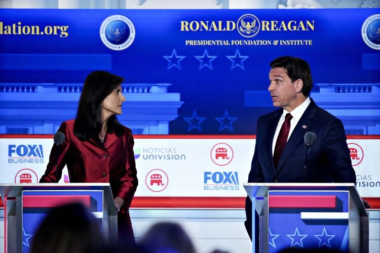 Los republicanos Nikki Haley y Ron DeSantis. Foto: NBC News.