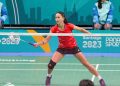 La cubana Taymara Oropesa en los Juegos Panamericanos de Santiago de Chile. Foto: Badminton Pan America / Facebook.