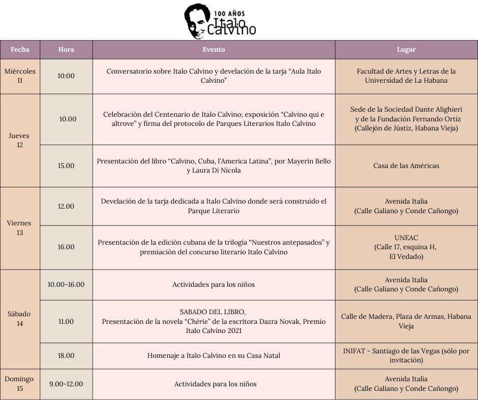 centenario de Italo Calvino en La Habana programa