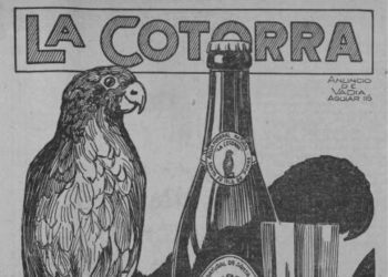 Fragmento de póster publicitario de Aguas La Cotorra. Diario de la Marina.
