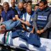 Funeral del periodista palestino Mohammed Abu Hattab, muerto por un bombardeo en el sur de Gaza. Foto: REUTERS.