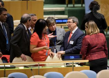Delegación cubana durante una de las votaciones contra el embargo, en la Onu, 2018. Foto: ONU.