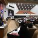 El presidente Miguel Díaz-Canel habla durante la clausura de la IV Conferencia La Nación y la Emigración, en el Palacio de las Convenciones, en La Habana. Foto: @CubaMINREX / X.