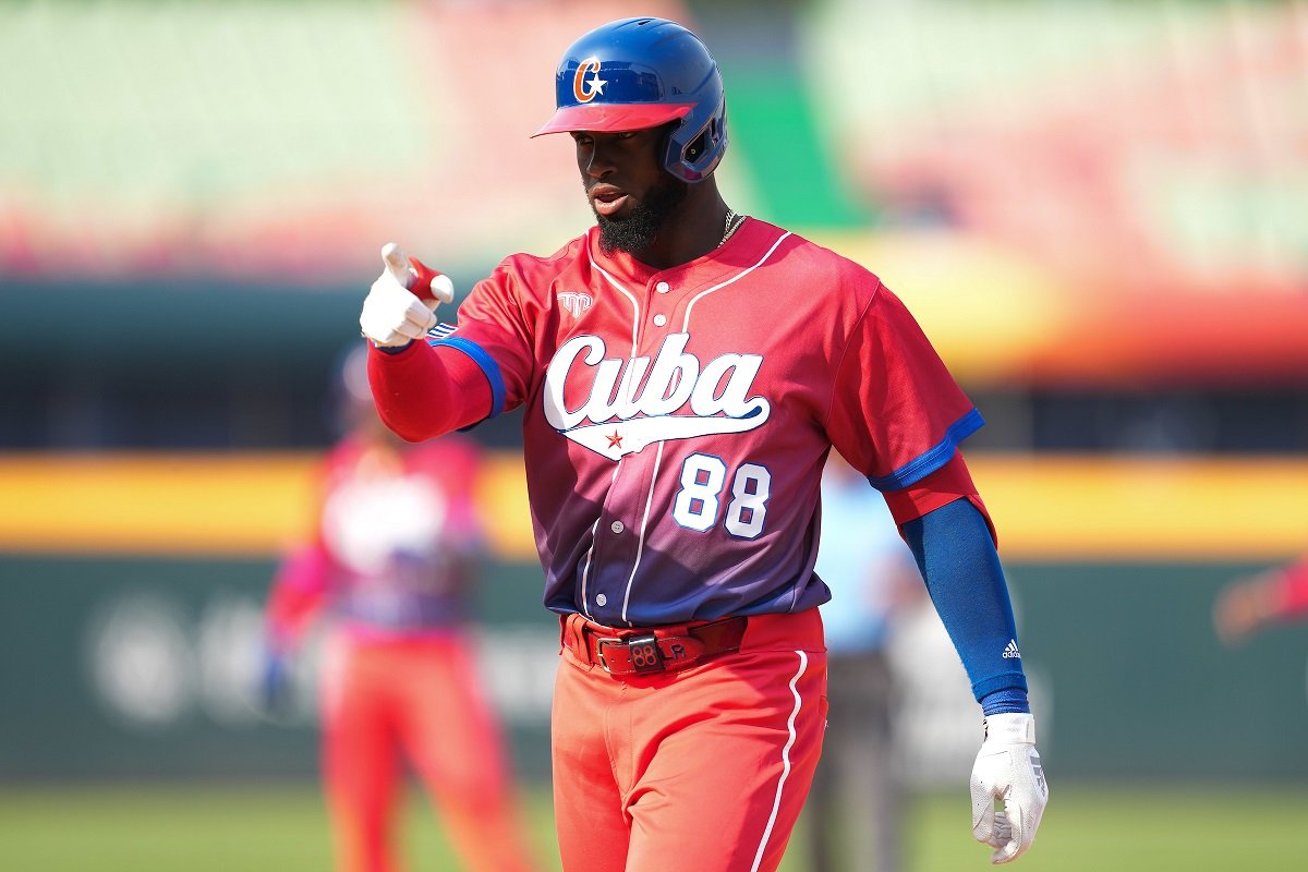 Luis Robert Jr. with the Cuban team in the World Classic. Photo: Mary DeCicco/MLB Photos via Getty Images.