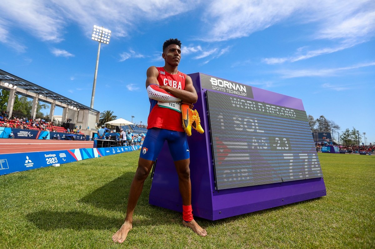 Robiel Yankiel Sol achieved a new world record in the long jump at the Parapan American Games in Santiago, Chile. Photo: Calixto N. Llanes/JIT Newspaper (Cuba)
