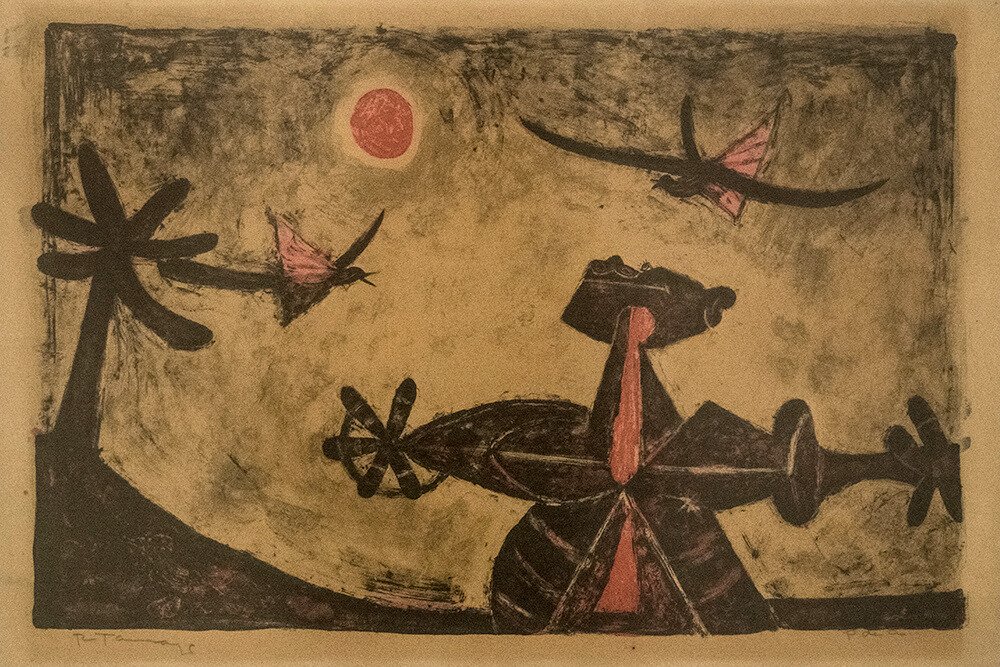 “Abstracción con pájaros”, de Rufino Tamayo (1899-1991). Litografía sobre papel; 390 x 570, 5 mm.