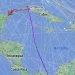 Mapa del recorrido del avión que se desvió a Cancún el viernes 19 de enero, cuando intentaba aterrizar en el Aeropuerto José Martí. Foto: Facebook/Eduardo Rodríguez Dávila.