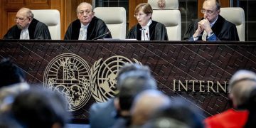 Jueces del tribunal de la ONU con sede en La Haya exigen a Israel medidas para evitar un genocidio en la Franja de Gaza. Foto: Remko de Waal / EFE.