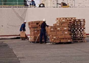 El Gobierno cubano informó sobre la llegada de un barco con cargamento de pollo para su distribución en la “canasta familiar normada”. Foto: Ministerio del Comercio Interior de Cuba/Facebook.