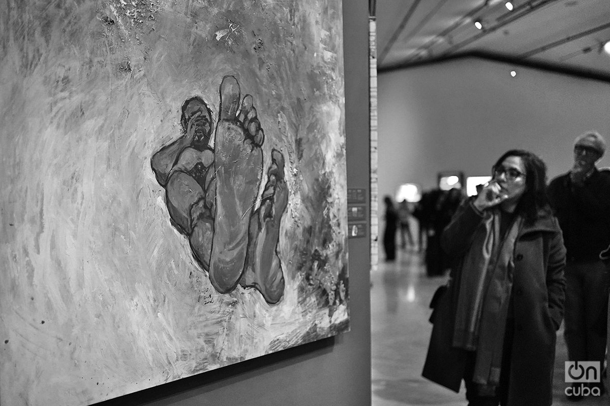 Obra “Bloqueo" del artista plástico gazatí Hani Zurob que forma parte de la muestra "Esto no es una exposición". Foto: Alejandro Ernesto.