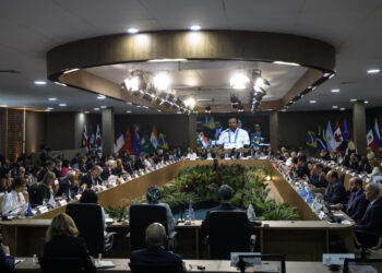 Vista general de la reunión de ministros de Exteriores del G20 en Río de Janeiro, Brasil. Foto: Antonio Lacerda / EFE.