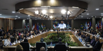 Vista general de la reunión de ministros de Exteriores del G20 en Río de Janeiro, Brasil. Foto: Antonio Lacerda / EFE.