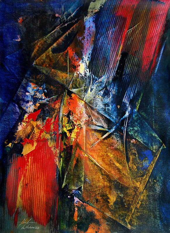 “Colores y nota”, 2023. Mixta sobre lienzo, 95 x 70 cm.
