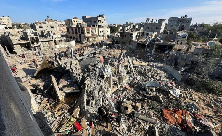 La ciudad de Rafah destruida por bombardeos israelíes. Foto: NDTV.