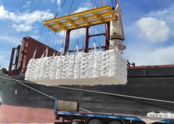 Barco con 3800 toneladas de harina de trigo en el puerto de Santiago de Cuba. Foto: ACN.