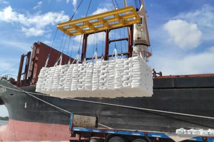 Barco con 3800 toneladas de harina de trigo en el puerto de Santiago de Cuba. Foto: ACN.
