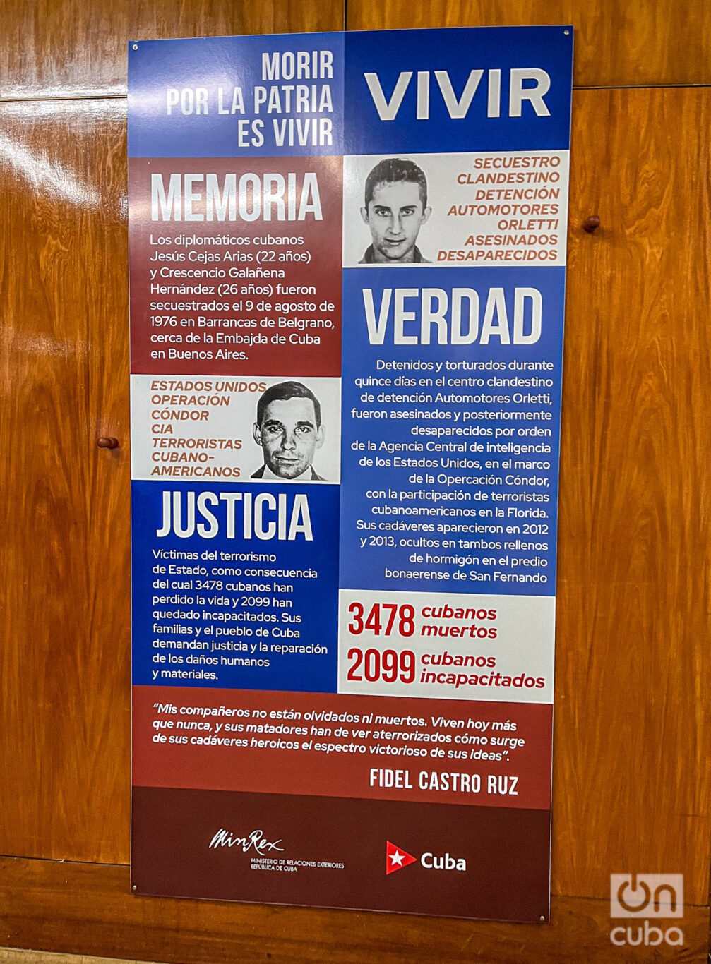 Recordación a Jesús Cejas (22 años) y Crescencio Galañena (26 años) en la Embajada cubana en Buenos Aires. Foto: Kaloian.
