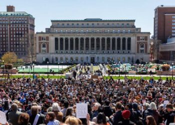 Protestas en la Universidad de Columbia, Nueva York. Foto: AP.