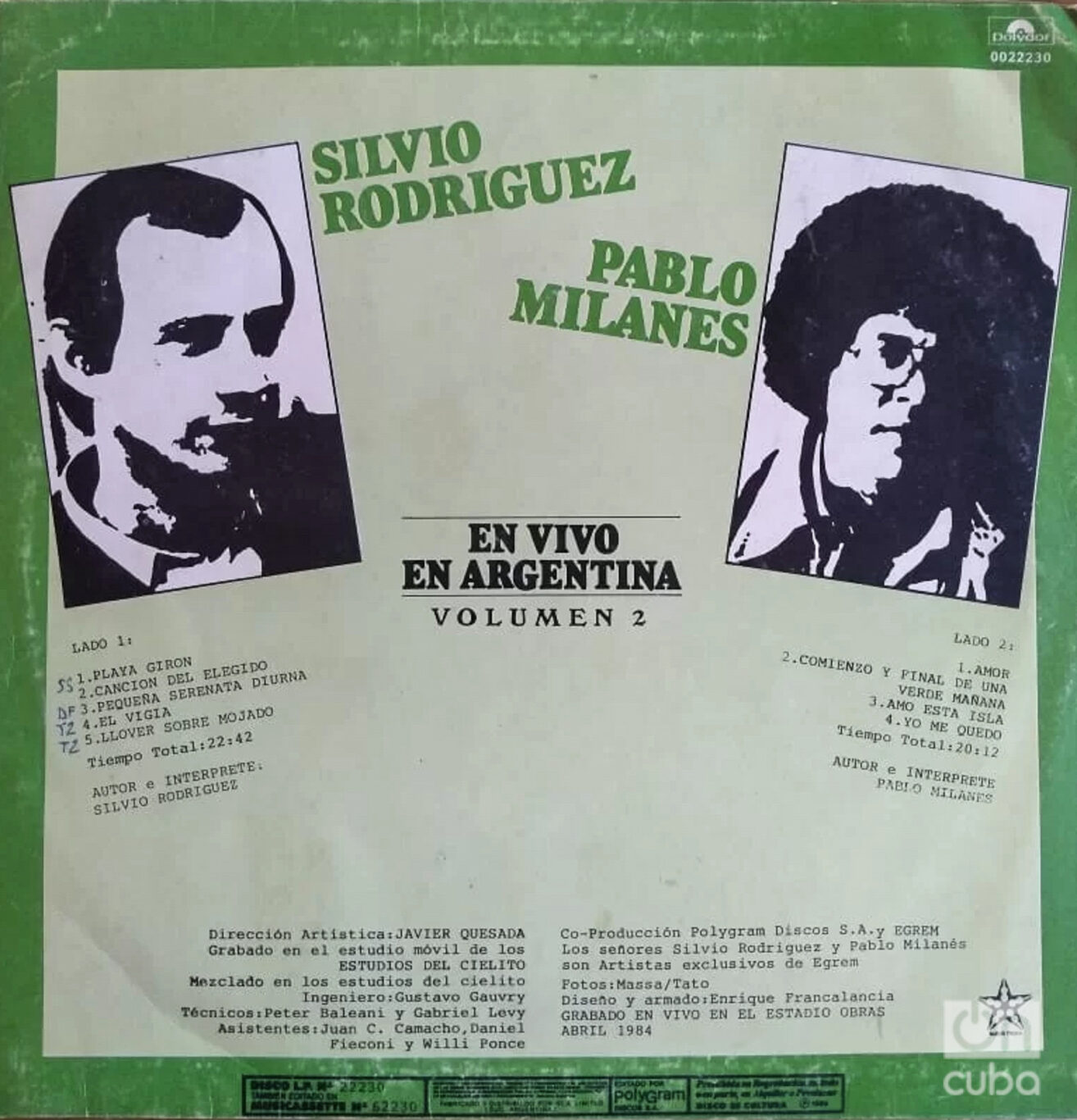 Volume 2 of the album Silvio Rodríguez – Pablo Milanés: En vivo en Argentina.