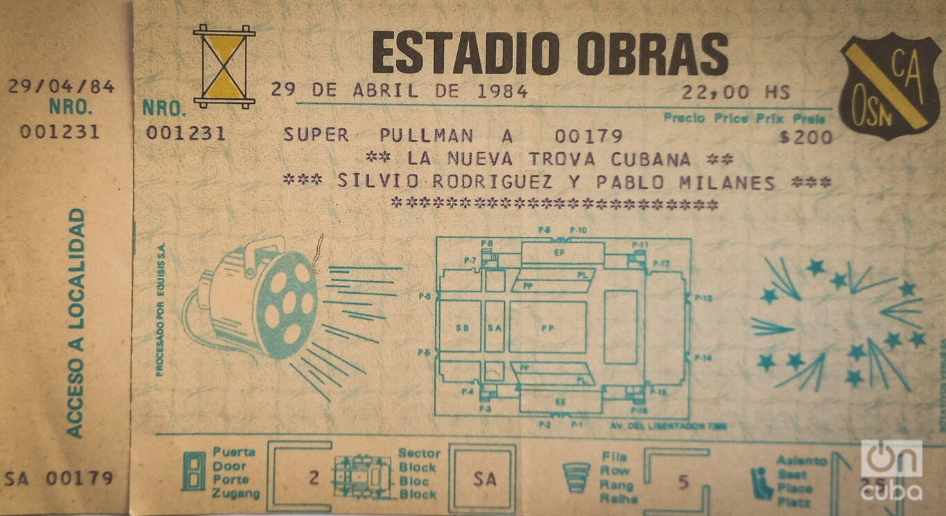 Ticket from the April 29 concert preserved by Silvia Salcedo.