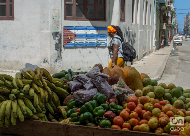 Puesto de venta ambulante (carretillero) de productos agrícolas en La Habana. Foto: Otmaro Rodríguez / Archivo.