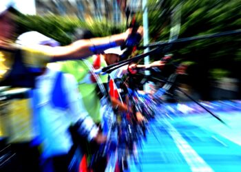 Un total de 128 atletas compitieron este miércoles en la ronda de ordenamiento del tiro con arco en los Juegos Olímpicos de París. Foto: Ricardo López Hevia.
