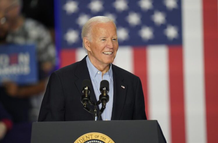 El presidente Biden en un mitin en Wisconsin el 5 de julio de 2024. Foto: EFE.