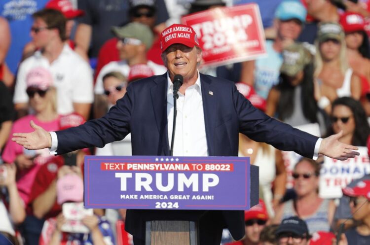 Trump, en Pennsylvania, el sábado 13 de julio. Foto: DAVID MAXWELL/EFE/EPA.