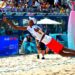 El cubano Noslen Díaz durante el torneo de voleibol de playa en los Juegos Olímpicos de París. Foto: Ricardo López Hevia / Archivo.