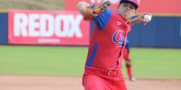 El lanzador cubano César Morales, perdedor del partido por el bronce ante Puerto Rico, pero premiado entre los mejores jugadores del Torneo Panamericano de Béisbol Sub-18. Foto: @beisbolamericas / X.