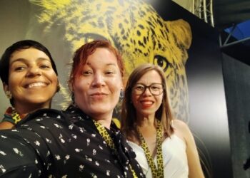 La actriz Ariadna Delgado, Rosa María Rodríguez y Yamila Marrero, en Locarno. Foto: tomada del perfil en Facebook de Rosa María Rodríguez .