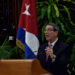 El canciller cubano Bruno Rodríguez Parrilla en la presentación de informe sobre el bloqueo contra Cuba. Foto: Otmaro Rodríguez.