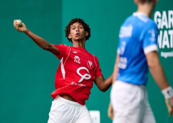 En la modalidad mano individual, el cubano Julio César Domínguez fue quinto. Foto: Federación Navarra de Pelota Vasca.