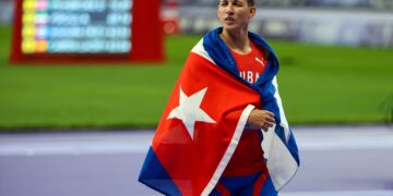 El cubano Ulicer Aguilera conquistó la medalla de bronce en la final del lanzamiento de la jabalina (T13) de los Juegos Paralímpicos París 2024. Foto: Calixto N. Llanes / Jit.