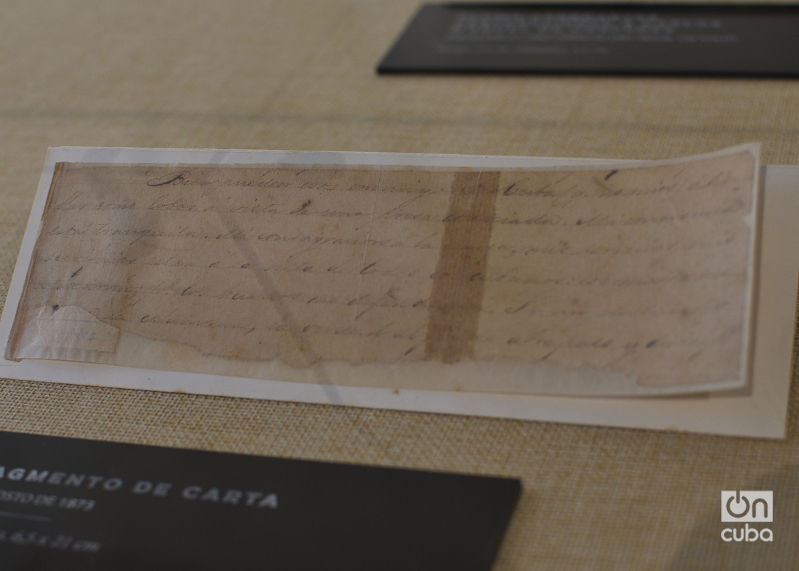 Fragmento de carta de Carlos Manuel de Céspedes, del 6 de agosto de 1873. Foto: Otmaro Rodríguez.