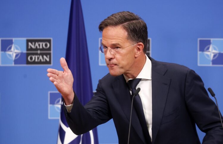 Rutte en su primera conferencia de prensa como secretario general de la OTAN. Foto: OLIVIER HOSLET/EFE/EPA.